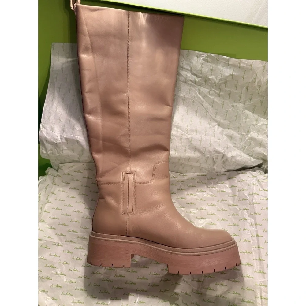 Sam Edelman Women's Larina Knee High Waterproof‎ Boot Sesame Tan 9 $250 With Box